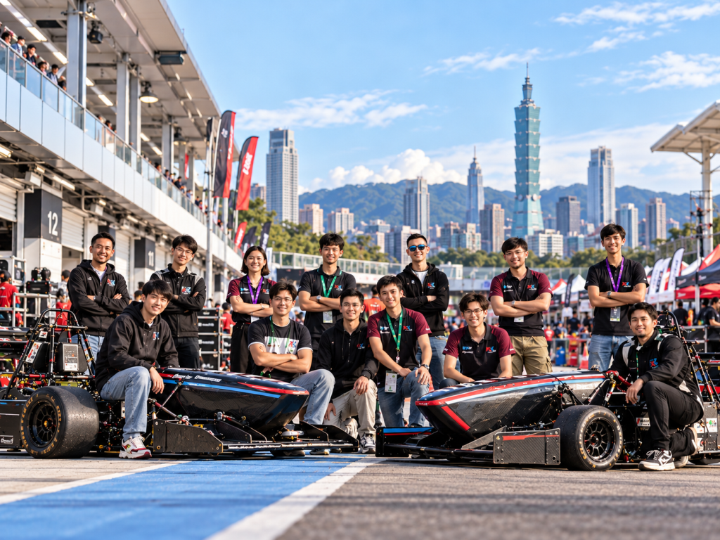 台北賽道上的學生車隊合影｜Kvaser 大學贊助計畫支持 CAN Bus 學生競賽團隊
