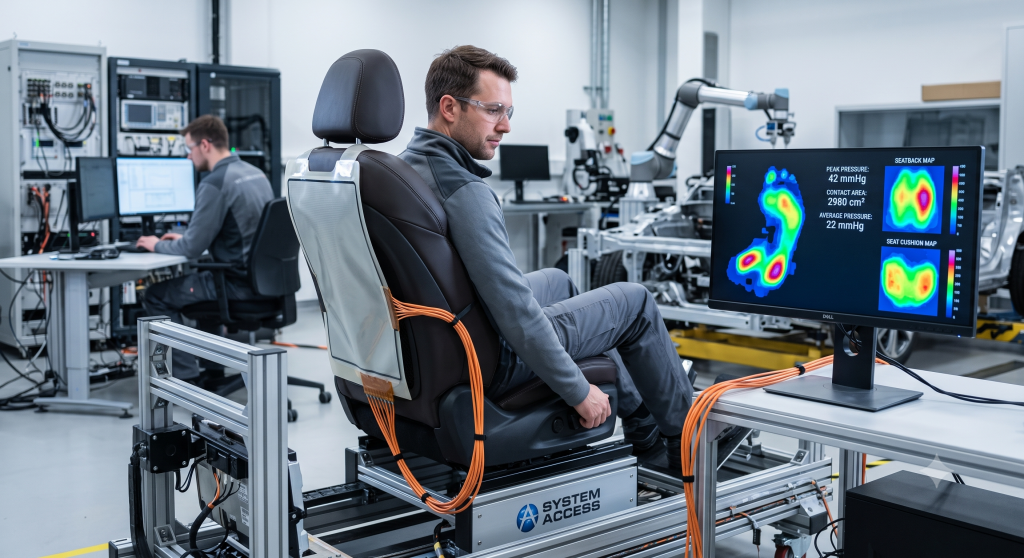 車用座椅壓力分布量測 (Seat Pressure Mapping) 壓力熱圖示意